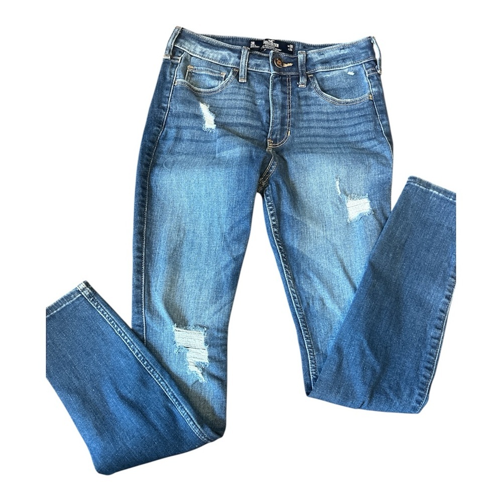 Hollister Women High Rise Super Skinny Soft Stretch Dark Wash Denim Jeans Size 3